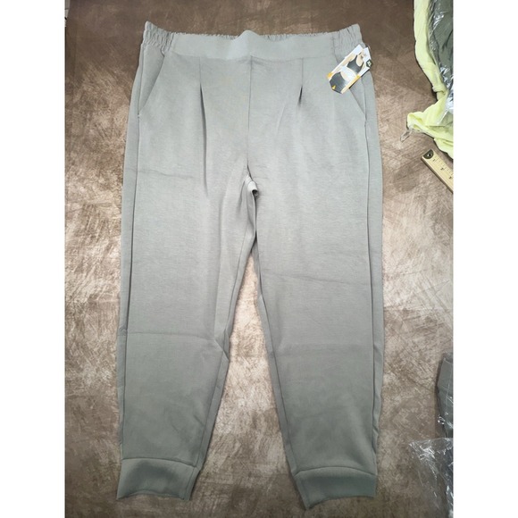 Avia Pants - Avia Women's Scuba Pleat Joggers with Pockets Grey Fog Size XL 16-18 NWT